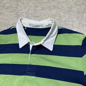 Criquet‎ Mens Long Sleeve Rugby Polo Shirt Striped Green Navy Casual